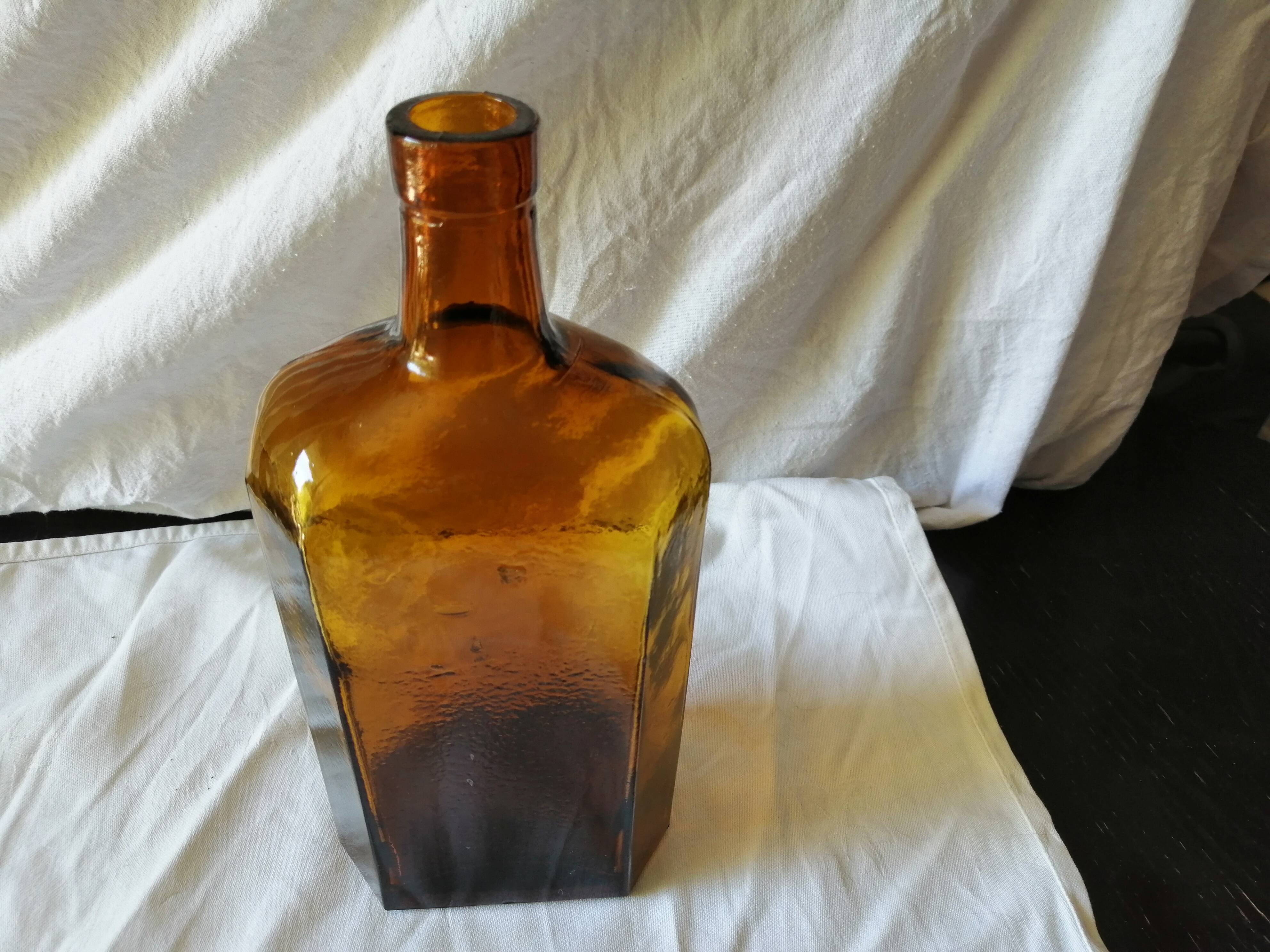 Vintage 6 sided amber bottle