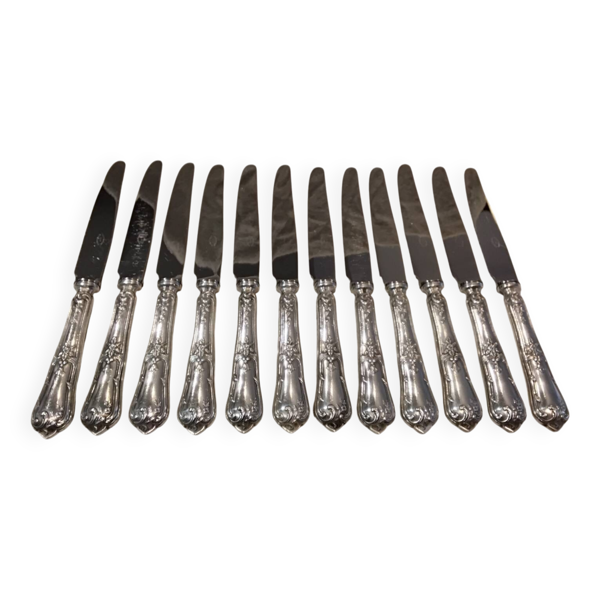 12 silver-plated metal table knives Boulenger LXV demi riche