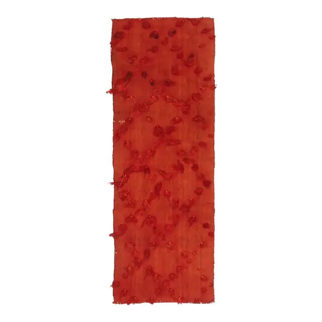 Vintage Turkish Hand-Knotted Wool Cotton Red Kilim Runner Rug 52x150