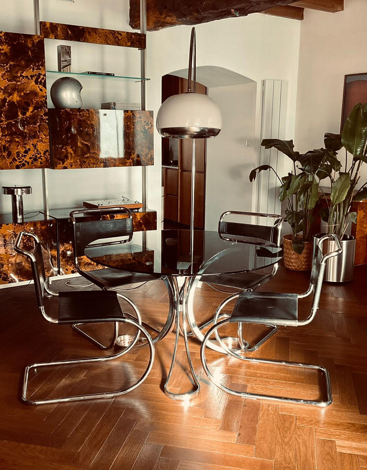 Vintage Italian design dining table from the 1970s.