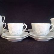 Limoges, Camille Tharaud - Coffee service for 8 people in Limoges porcelain, "Swan" decoration.
