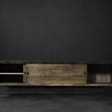 Buffet scandinave en frêne avec poignées en métal mat, style Mid-Century Modern, années 1960
