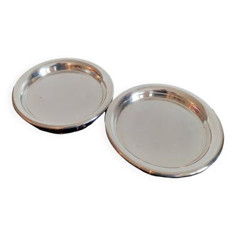 Christofle cc (before 1935) / set of 2 silver metal bottle coasters