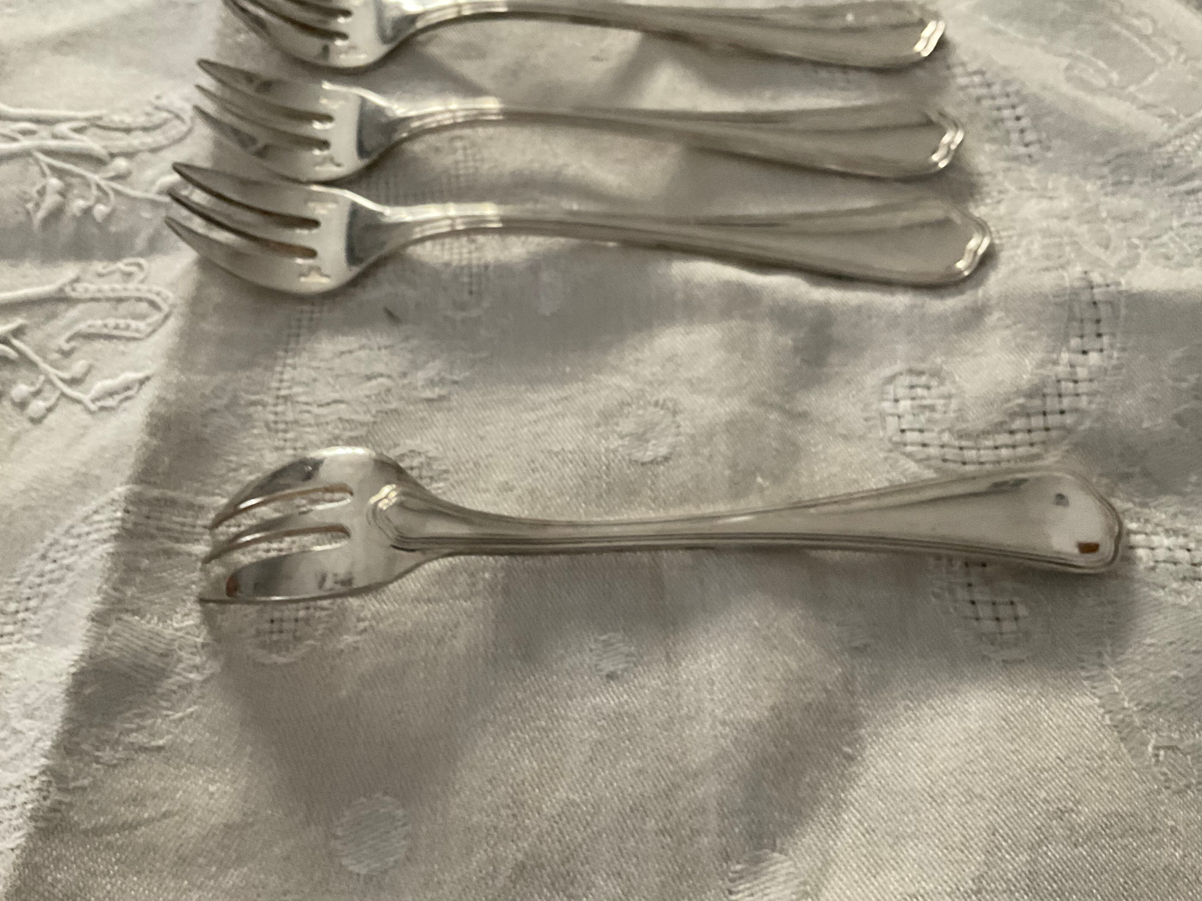 6 oyster forks. Christofle . Spatours
