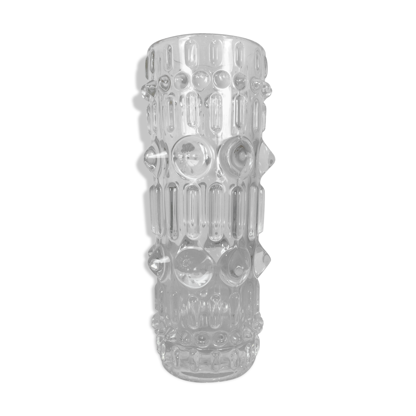 Roll vase by Frantisek Peceny for Sklo Union in pressed glass.