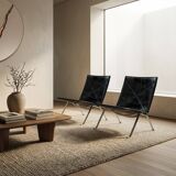 Black Leather Vintage Poul Kjaerholm PK22s for E. Kold Christensen 1960s