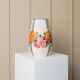XL ceramic vase Zeh Scherzer - flower and stripe pattern - bulbous shape - hand-painted - Mid-Century design from the 70s
