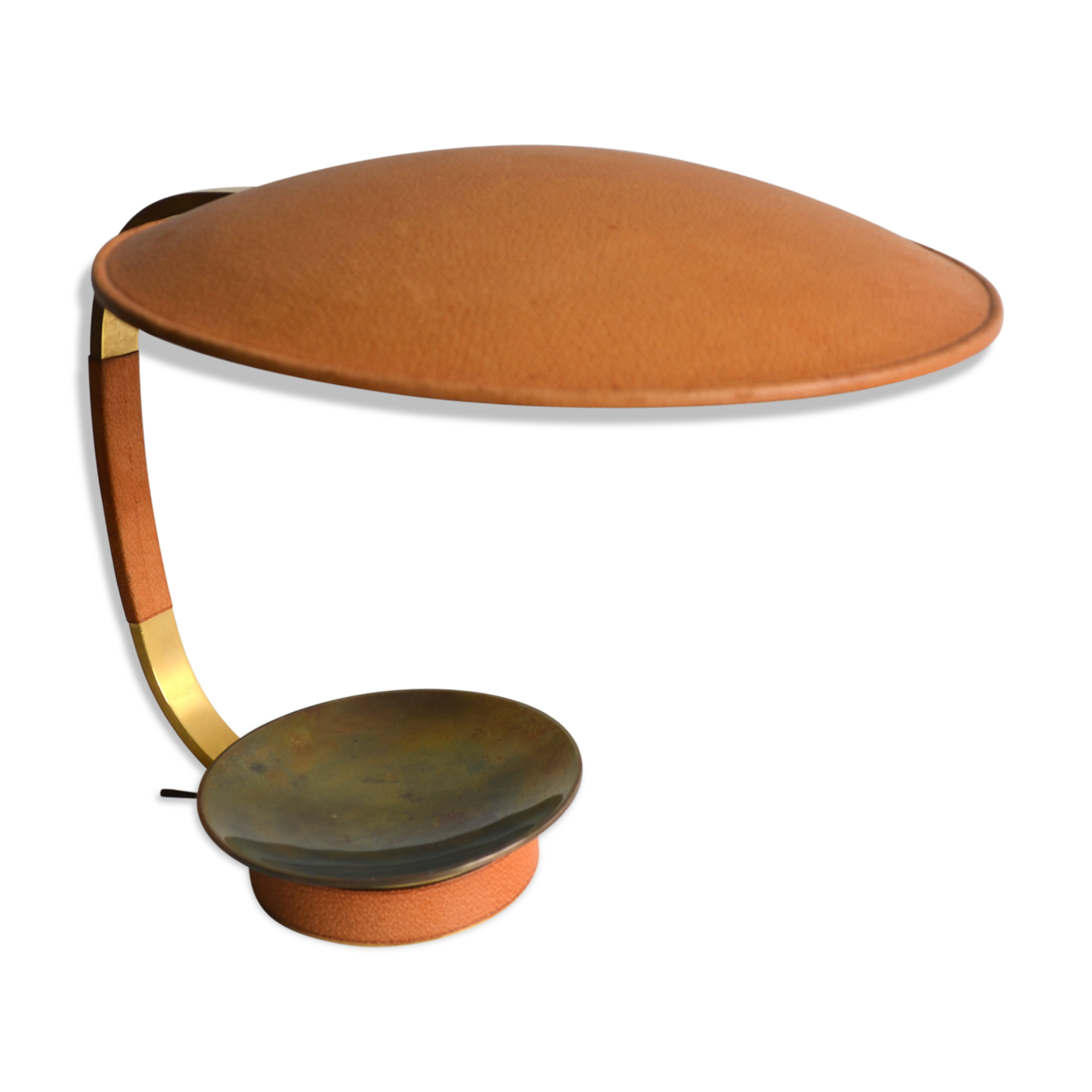 Leather and brass 70's lamp