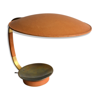 Leather and brass 70's lamp