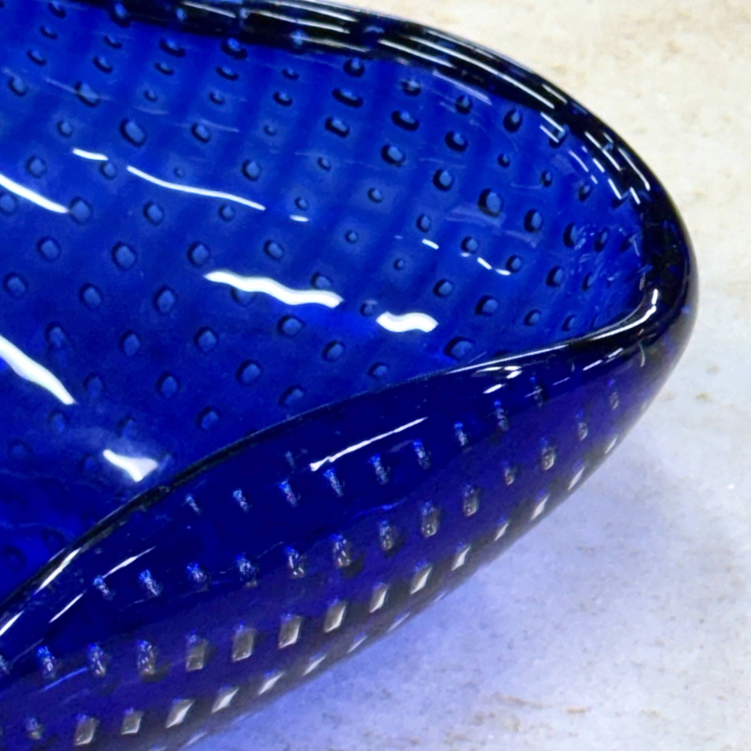 Murano Bullicante glass ashtray in blue