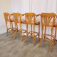 Set of 4 Vintage Bentwood High Pub Chairs with Armrests / Natural Wood Colo