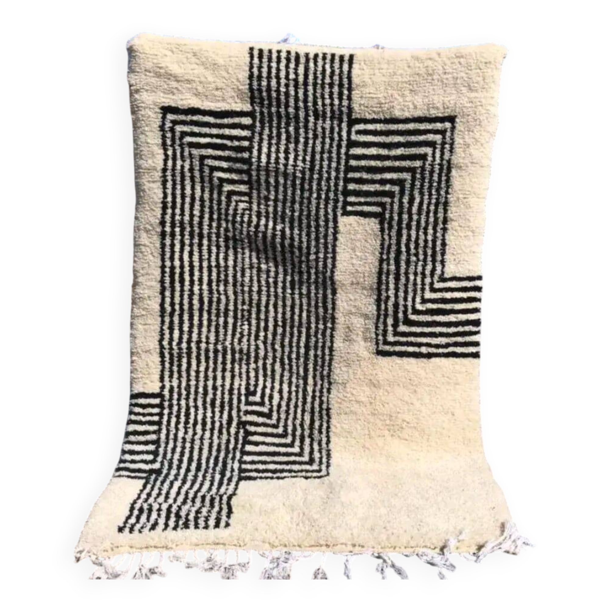 Black and white Moroccan wool rug