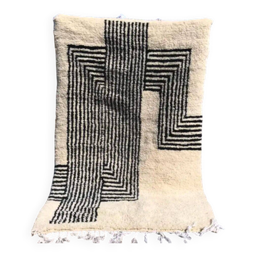 Black and white Moroccan wool rug