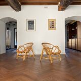 Pair of vintage rattan armchairs from the 70s