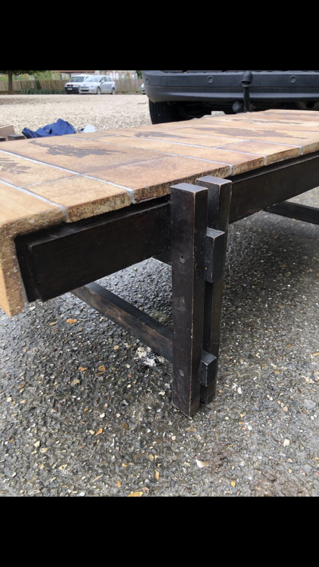 Guarrigue coffee table Roger Capron modernist feet