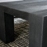 Table basse chêne massif finition bois brûlé — shou-sugi-ban