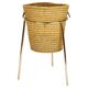 Carl Auböck II paper basket in raffia and brass, umbrella stand, 1950s