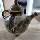 Handmade teapot in flamed stoneware