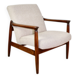 Fauteuil GFM-64, design d'Edmund Homa des années 70, bouclé beige - 2 pièces disponibles