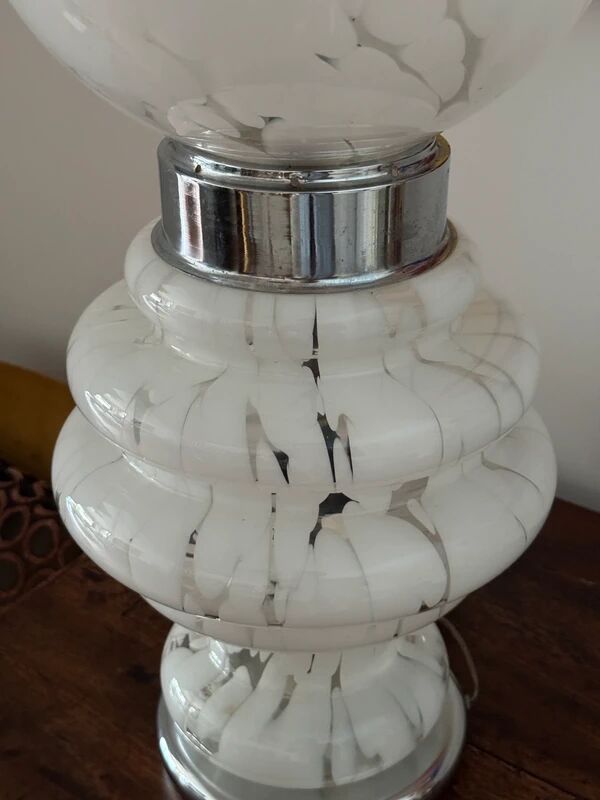 Lampe de table en verre de Murano blanche par Carlo Nason pour Mazzega, Italie, années 1970