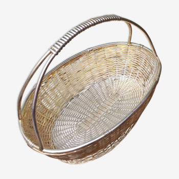 Vintage basket in silver metal