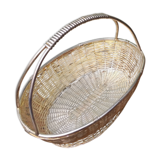 Vintage basket in silver metal