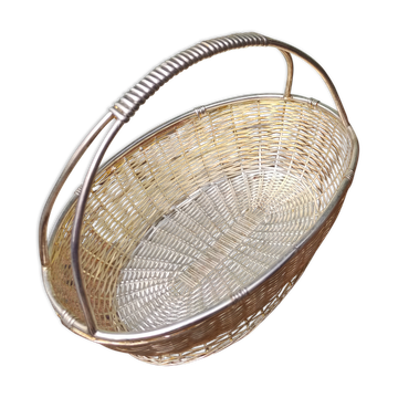 Vintage basket in silver metal