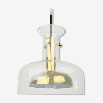 Glass and brass pendant lamp by Anders Pehrson for Atelje Lyktan, Sweden 1960