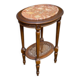 Oval Louis XVI gueridon carved in solid cherry wood with pink marble.