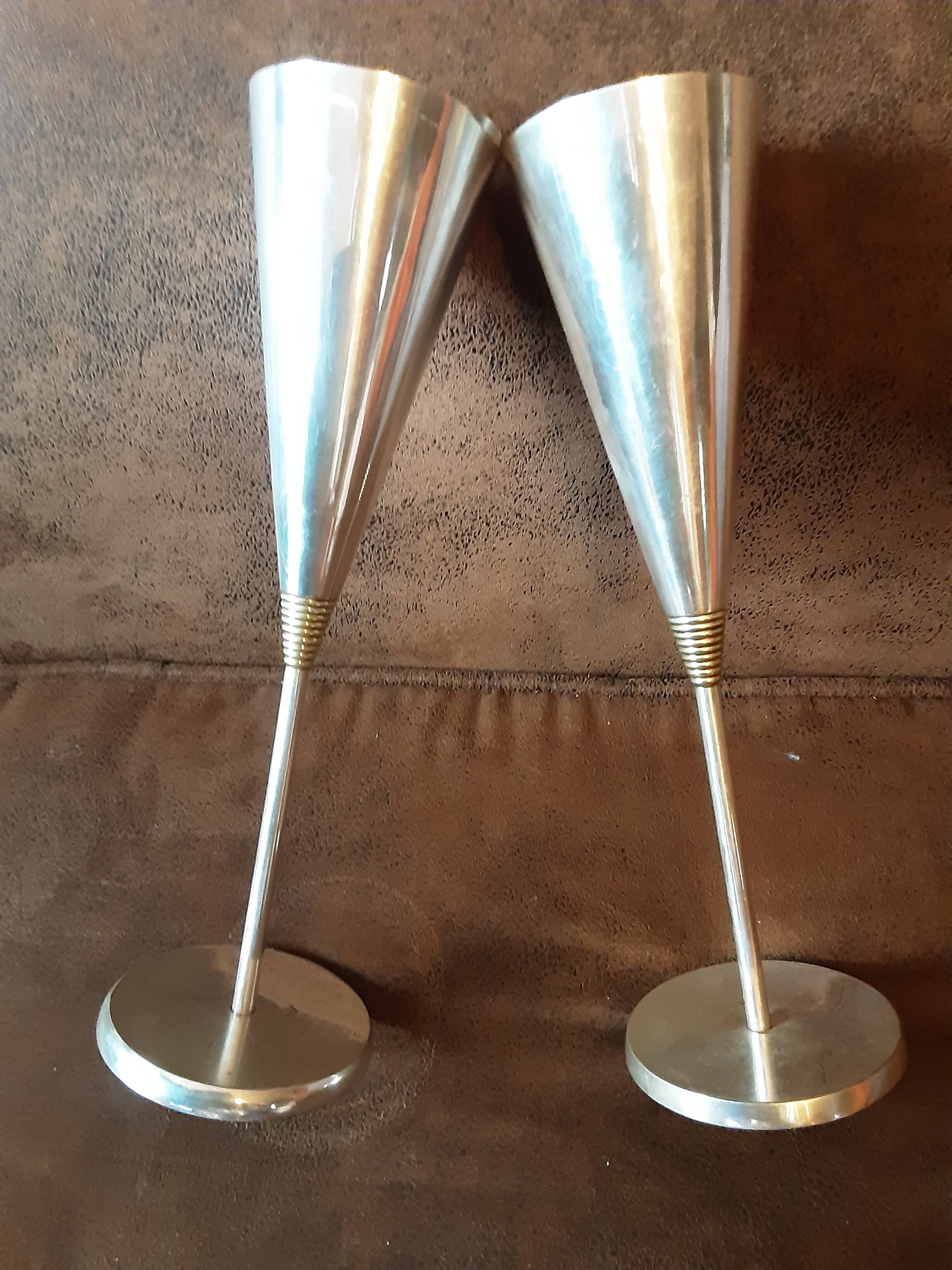 Set of vintage metal flutes