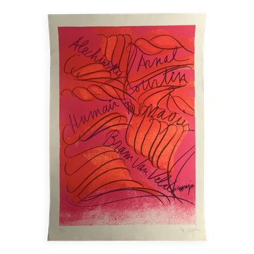 Messenger alechinsky arnal van velde, c 1980. lithograph signed in pencil