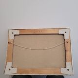 Old painting landscape boats trees 20th century