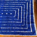 Klein blue Berber Moroccan carpet with reliefs