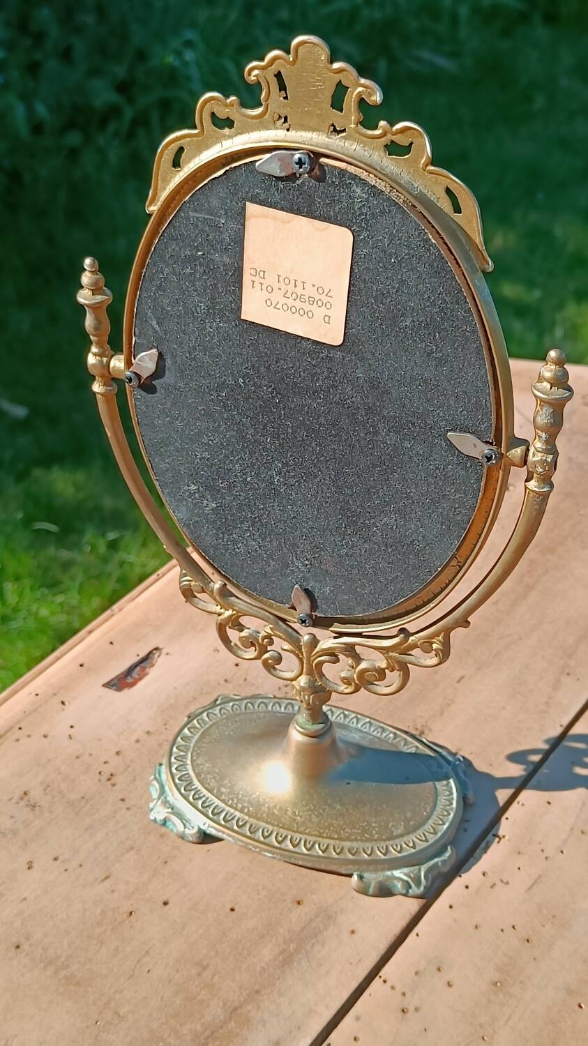 Miroir de table vintage en laiton doré – style Napoléon III,