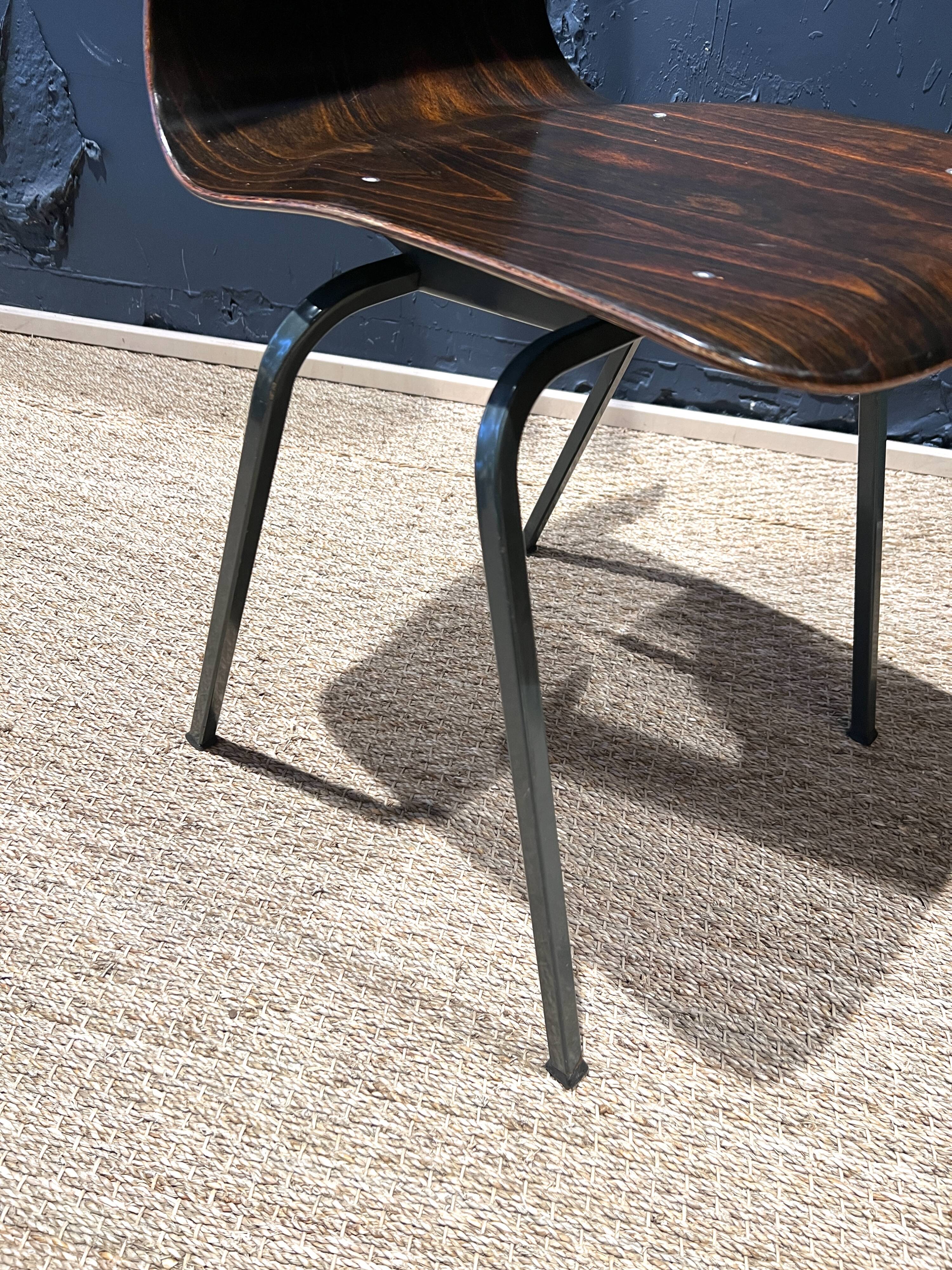 Set of 6 wenge wood chairs and green steel of gray