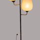 Vintage metal floor lamp with 3 lights and matt white opals