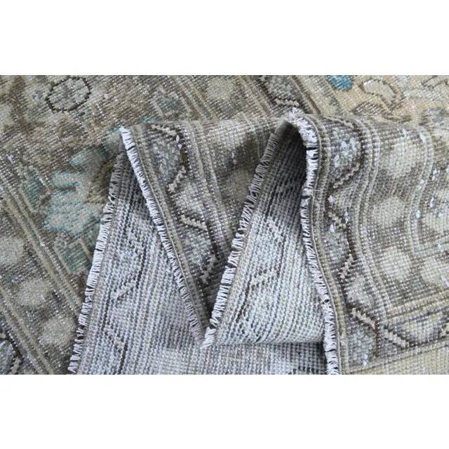 1970s Vintage Persian Handmade Wool Cotton Light Brown Area Rug 302x394