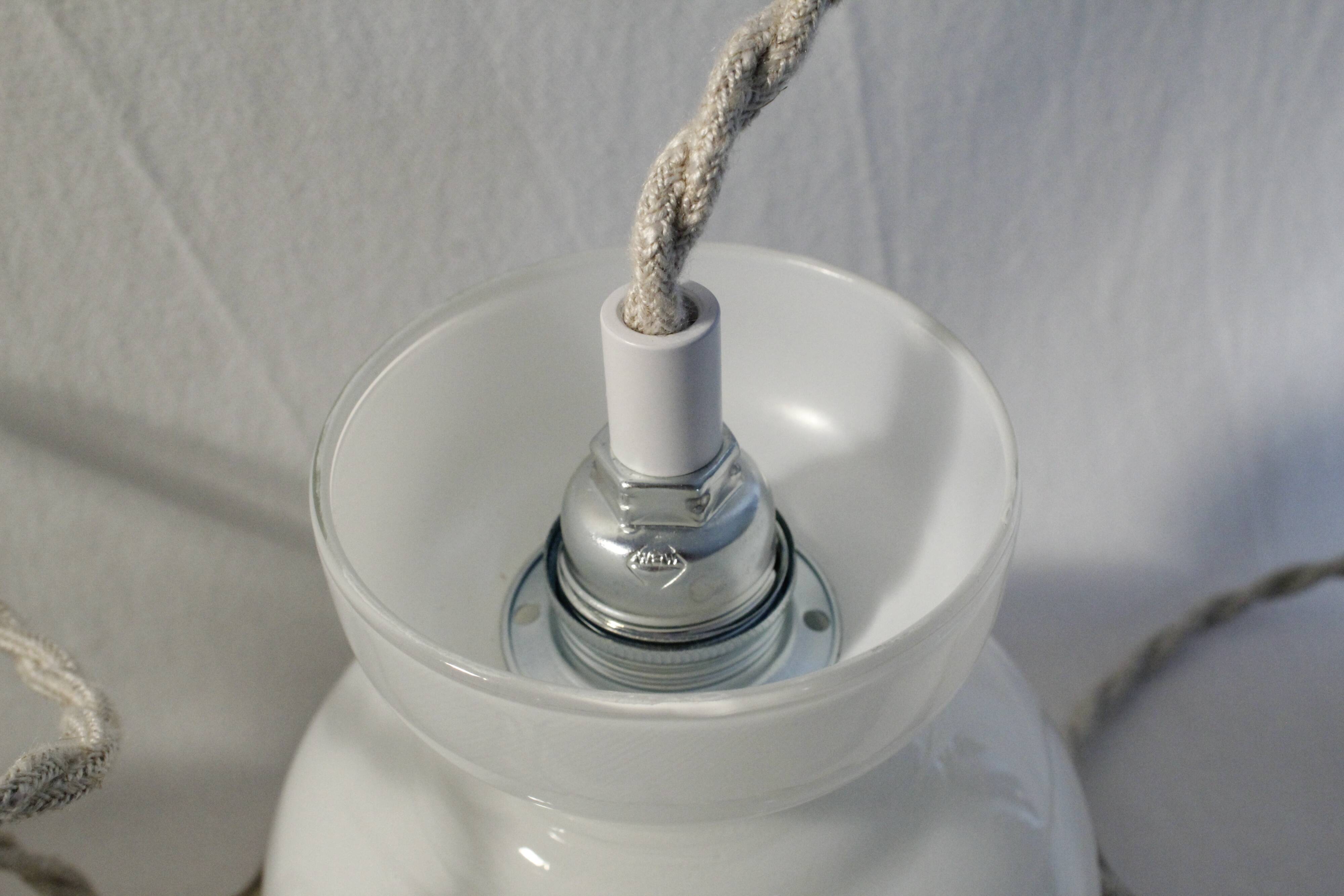 Trio of tulip suspensions in white opaline - electrified to nine