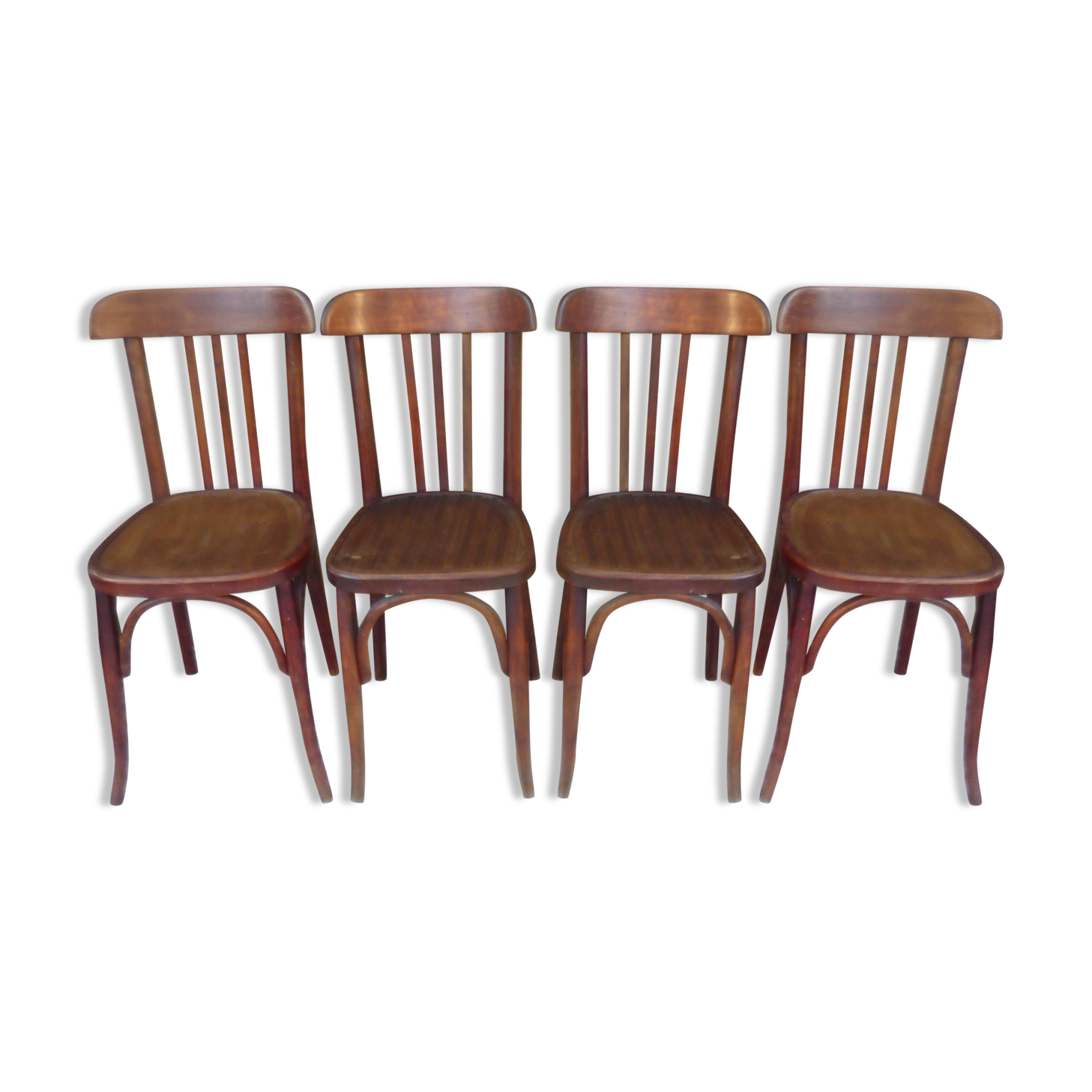 4 Mahieu bistro chairs in turned wood of the 30s
