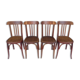 4 Mahieu bistro chairs in turned wood of the 30s