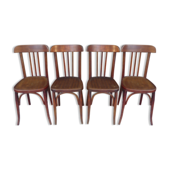 4 Mahieu bistro chairs in turned wood of the 30s