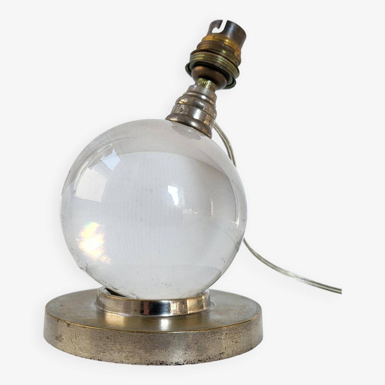 Crystal ball lamp, model no 7706 Jacques Adnet for Baccarat.