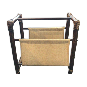 Bamboo and linen magazine holder
