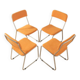 Classic chairs from the 1970s with chrome-plated stainless steel frame, set of 4