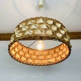 Suspension rattan and palm leaves chic jungle style
