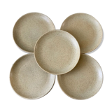lot of 5 flat stoneware plates Made in France 70s