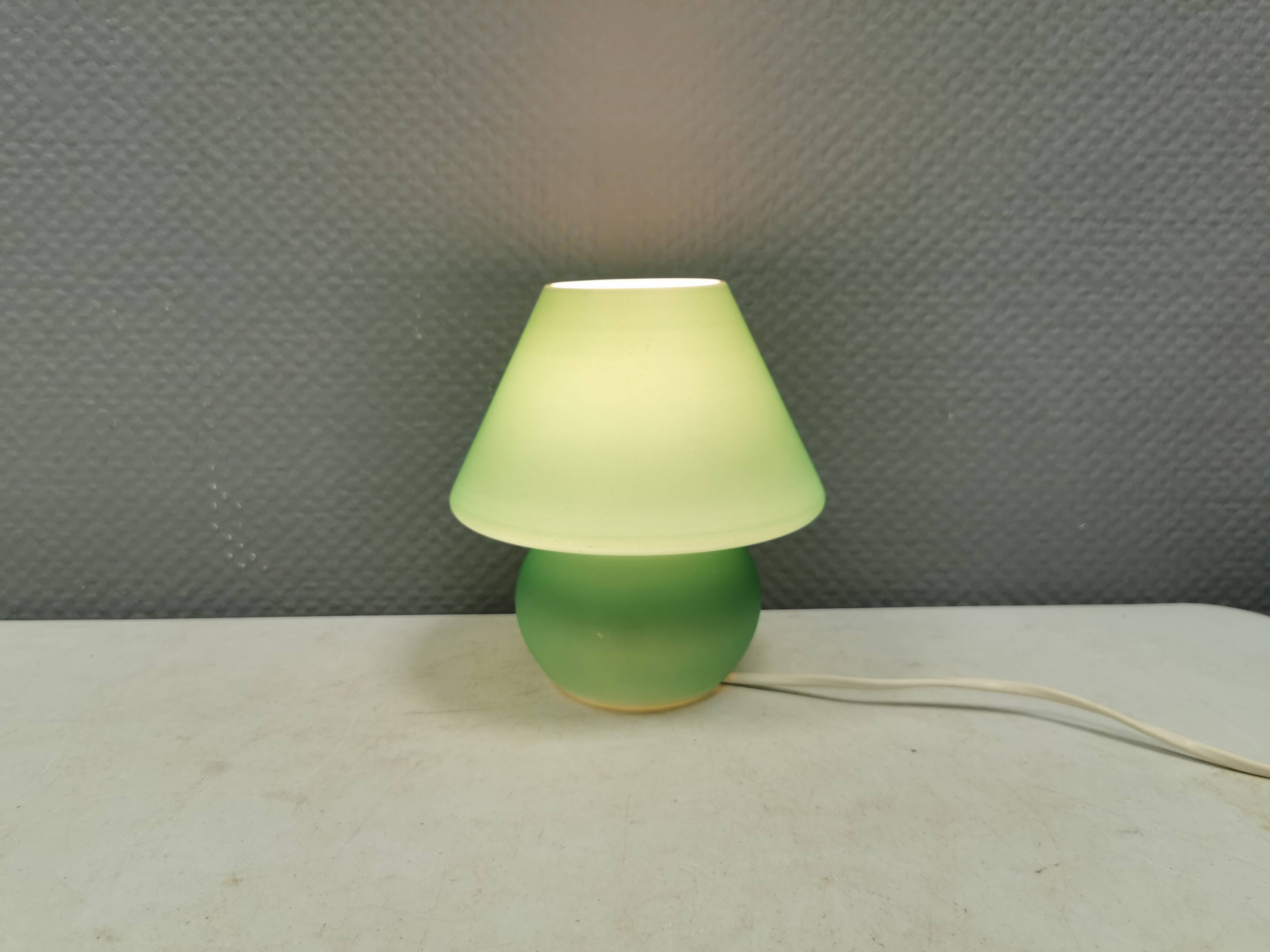 Retro green 'mushroom' table lamp, Danish from the 1980s-90s.