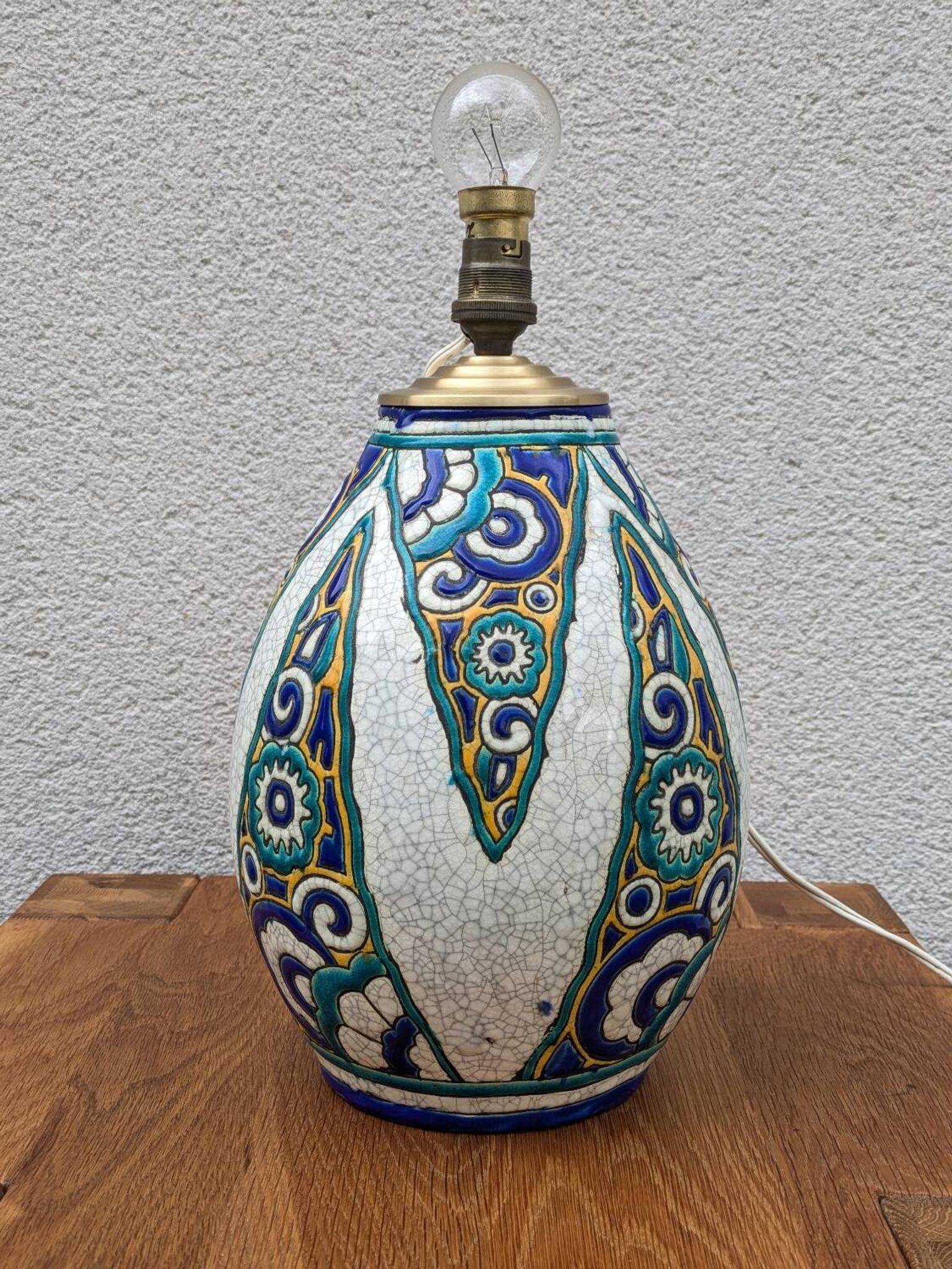 Charles Catteau vase lamp, Boch La Louvière, art deco ceramic