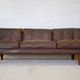 Vintage danish mid-century 3 person brown leather sofa by illum wikkelsø model v11