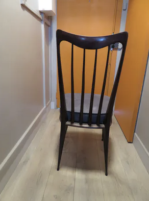 Chaise rénovée acajou velours gris